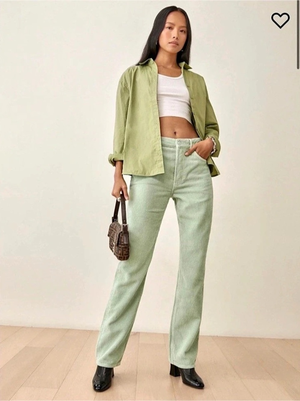 Reformation Cary High Rise Slouchy Wide Leg Corduroy Pants Jeans Waist 28